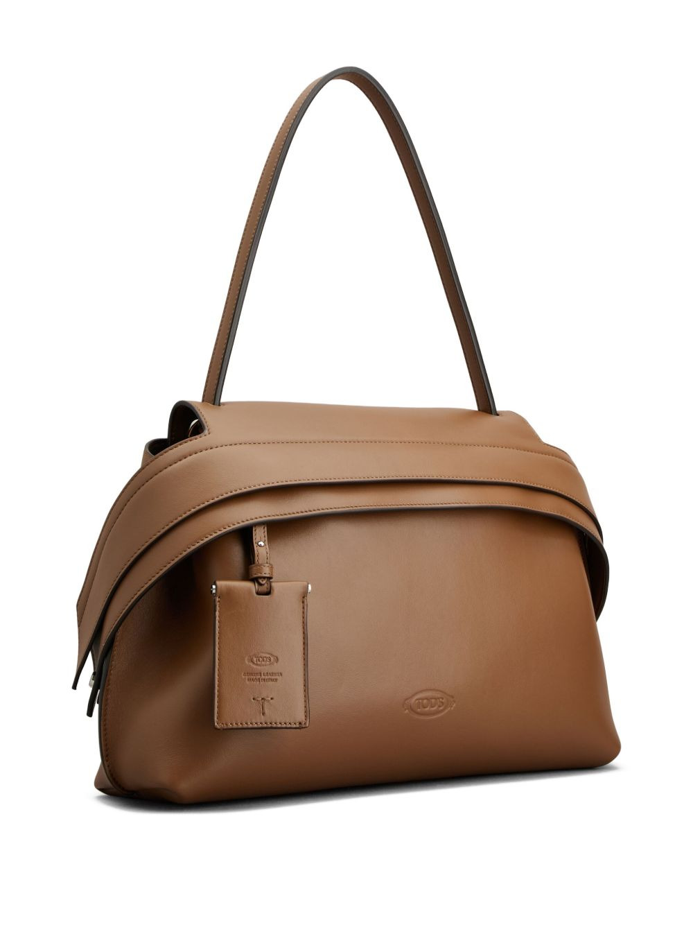 folded leather shoulder bag - 3