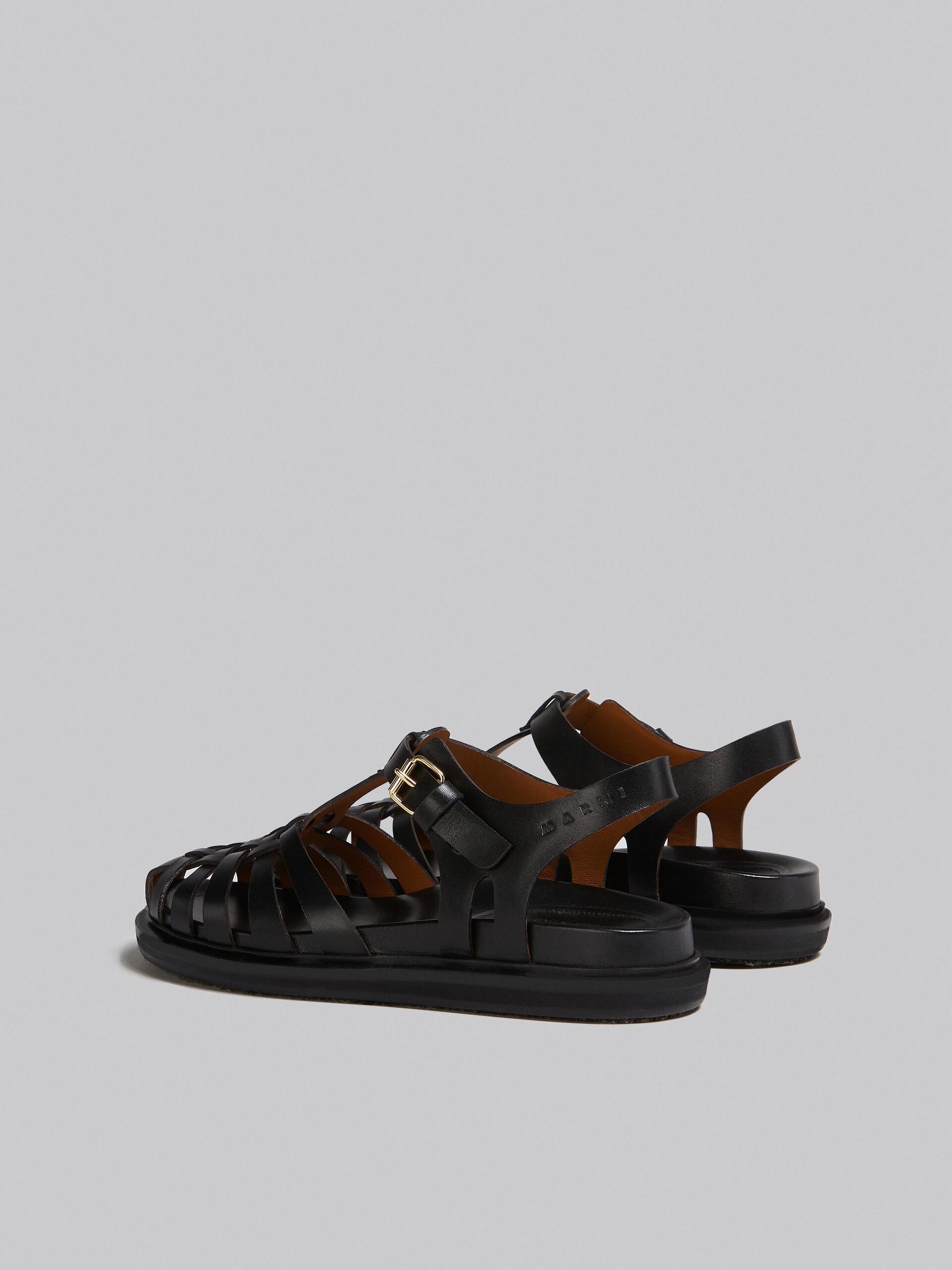 BLACK LEATHER FISHERMAN'S SANDAL - 3