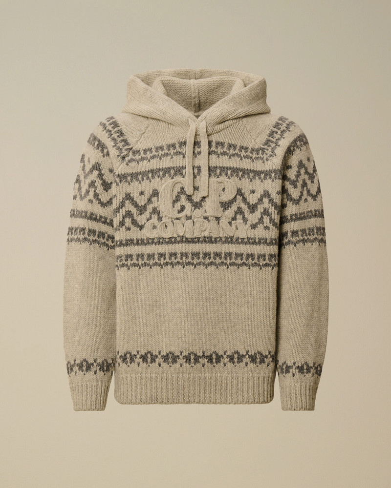 Jacquard Wool Hooded Sweater 1
