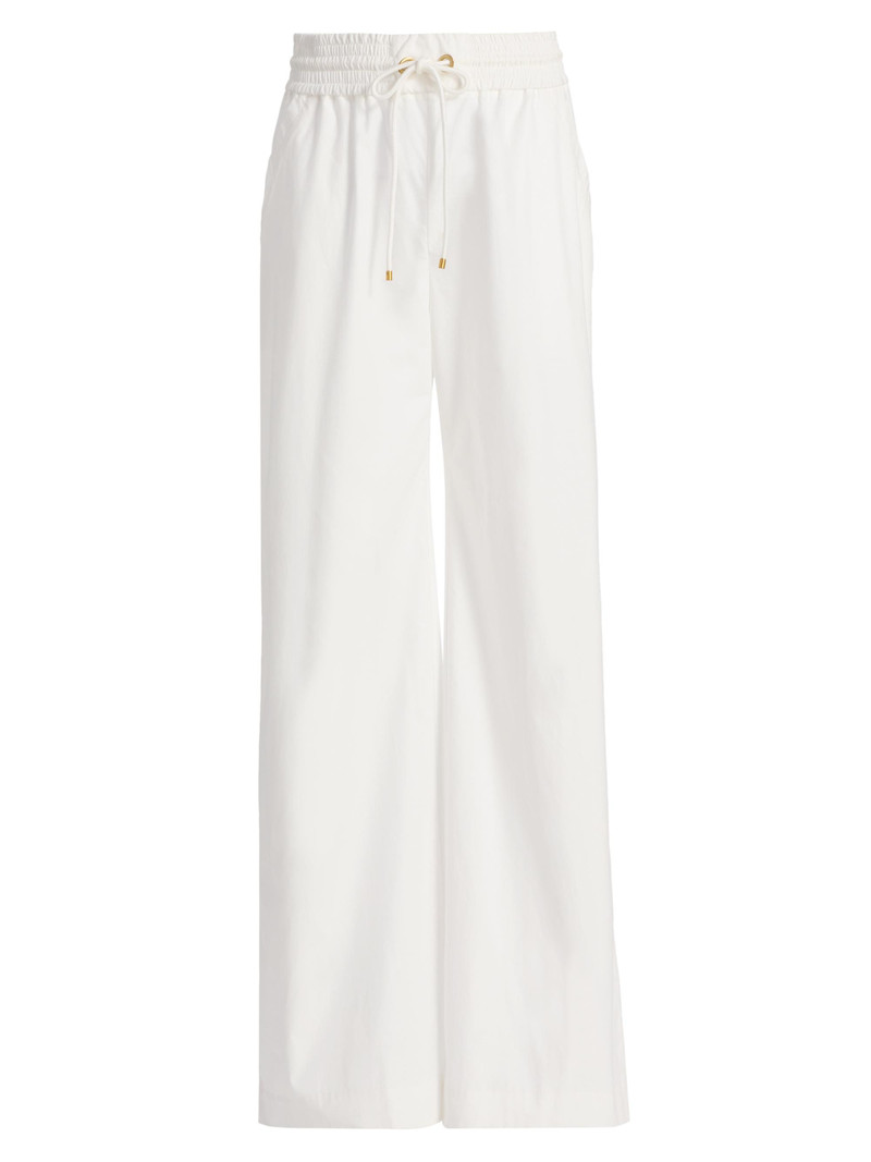 Women's Story Side-Button Cotton Track Pants - Ivory 1