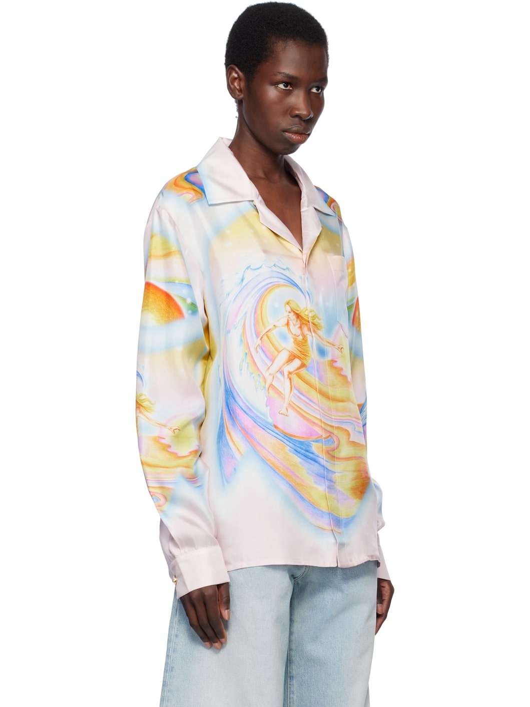 Multicolor Psychedelic Nirvana Long Sleeve Silk Shirt - 2