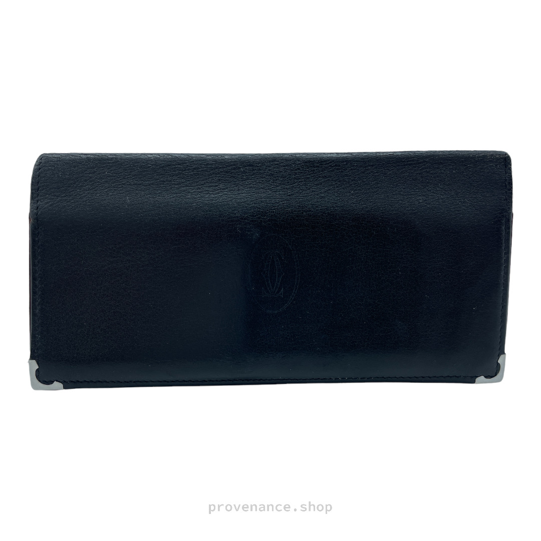 Cartier Long Wallet - Black & Burgundy Leather - 1