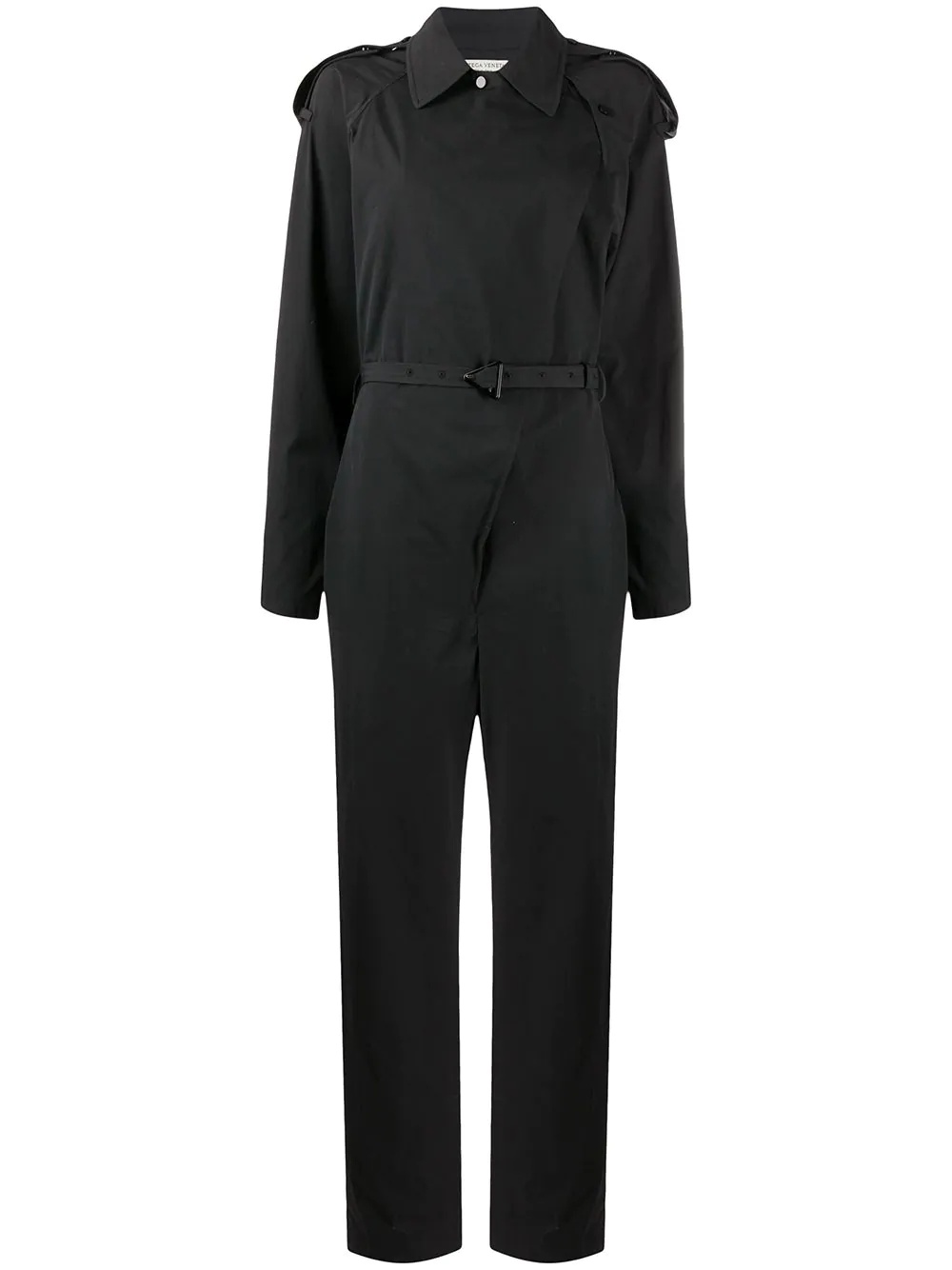 wide lapel belted jumpsuit - 1