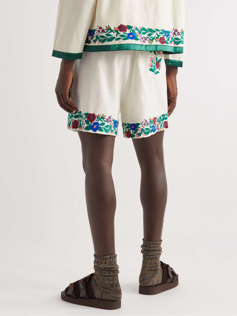 Winter Garden Straight-Leg Embroidered Cotton Shorts 4