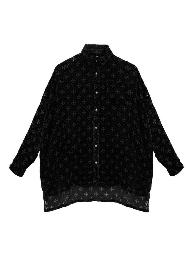 Mahal Kita monogram cross velvet shirt 1