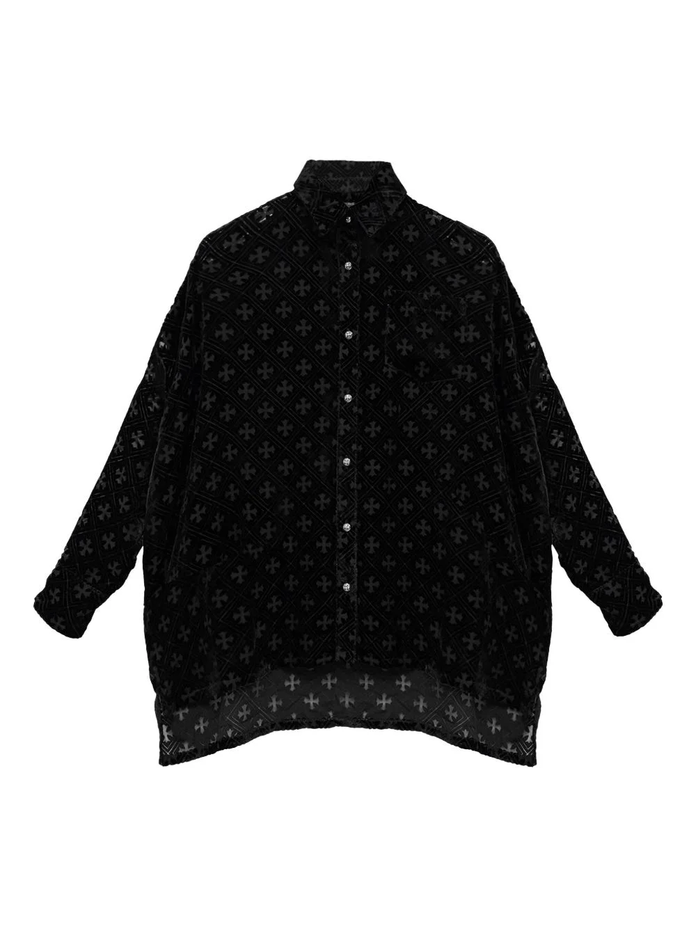 Mahal Kita monogram cross velvet shirt - 1