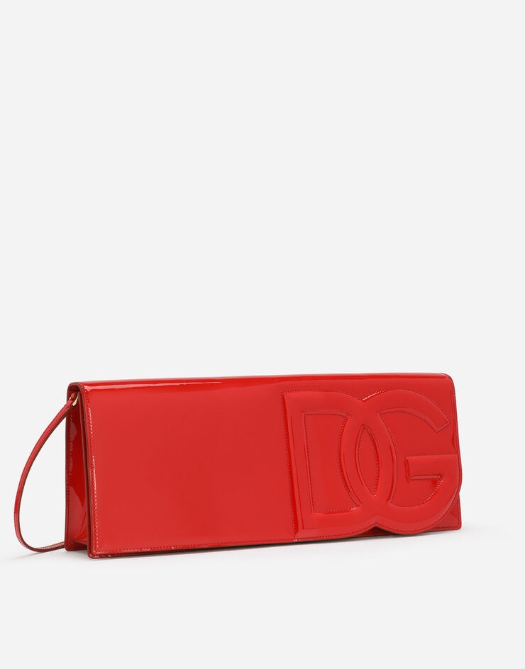 Patent leather baguette bag with logo - 3