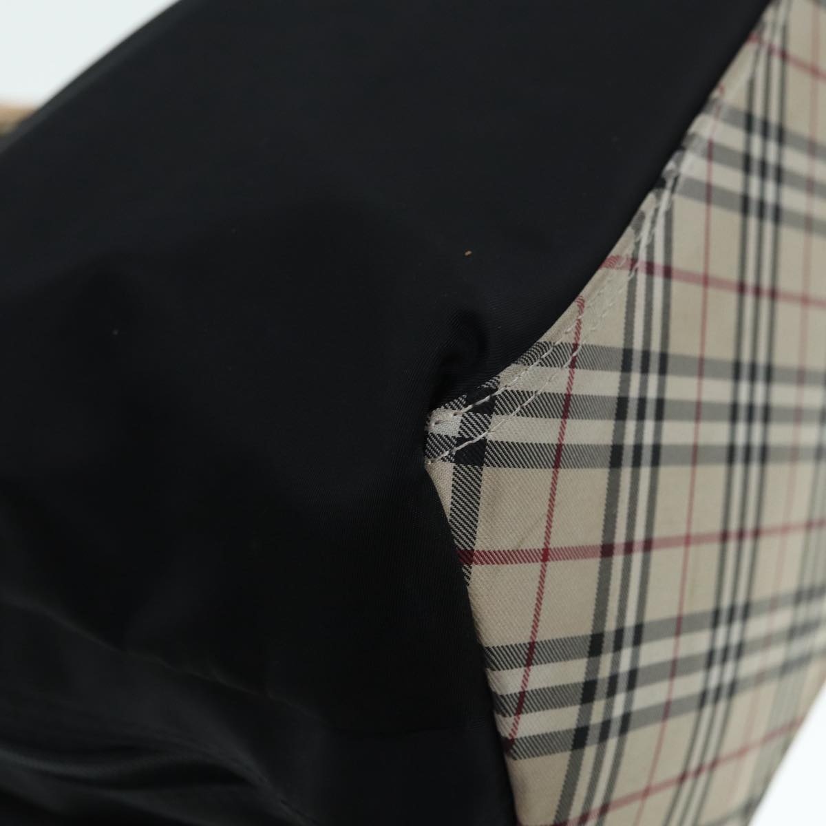 Burberry Tote Bag Nylon Silver Black - 15