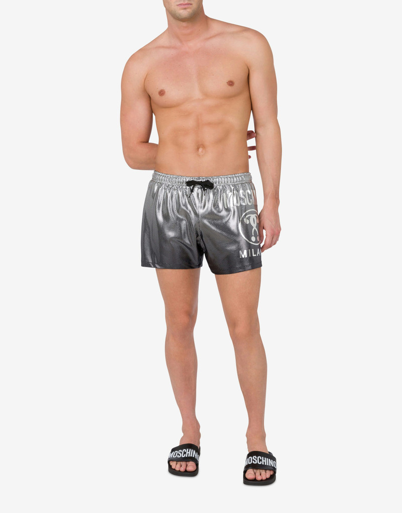 Moschino SWIM TRUNKS SILVER DOUBLE QUESTION MARK outlook