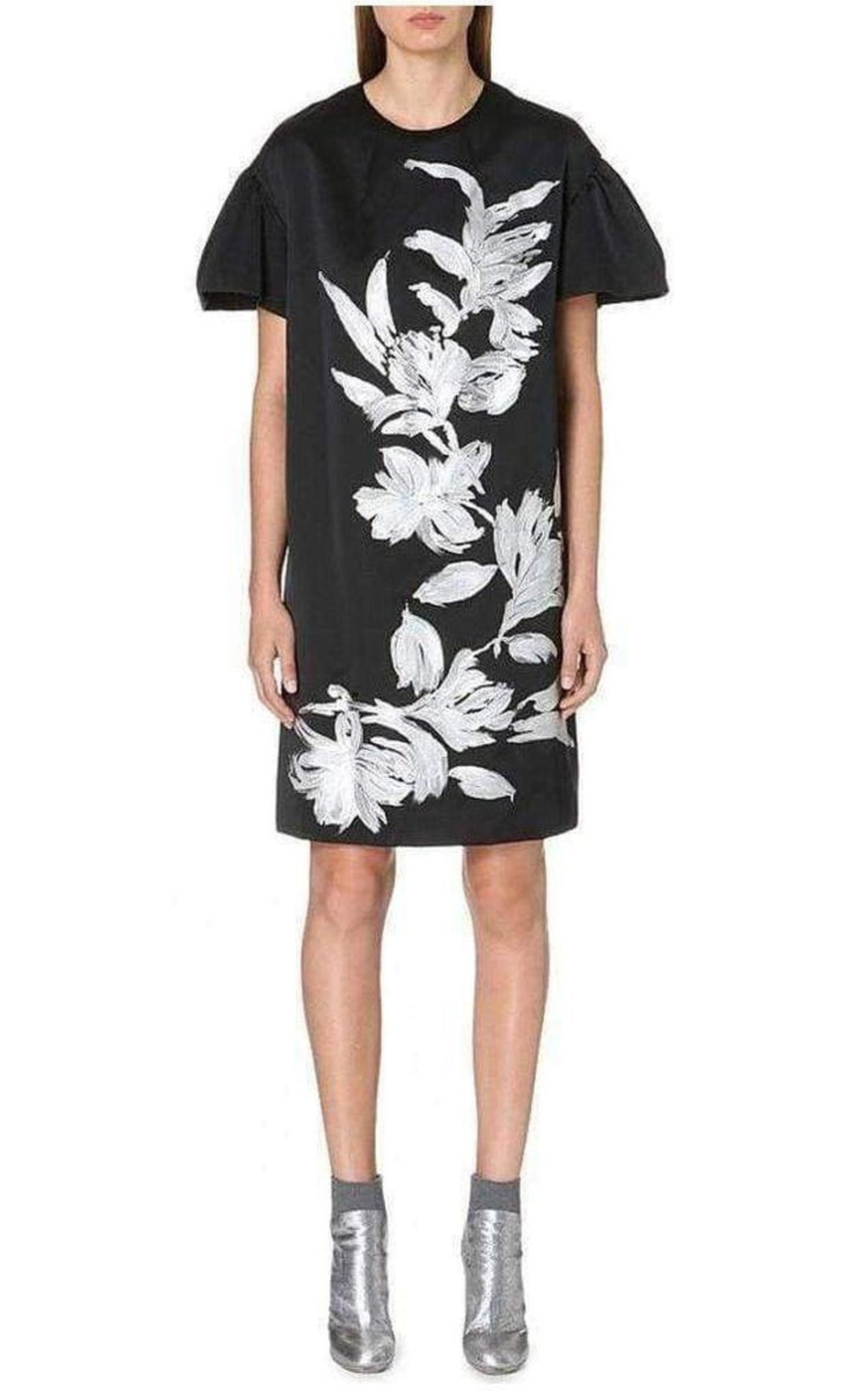 Floral Motif Silk Blend Dress - 2