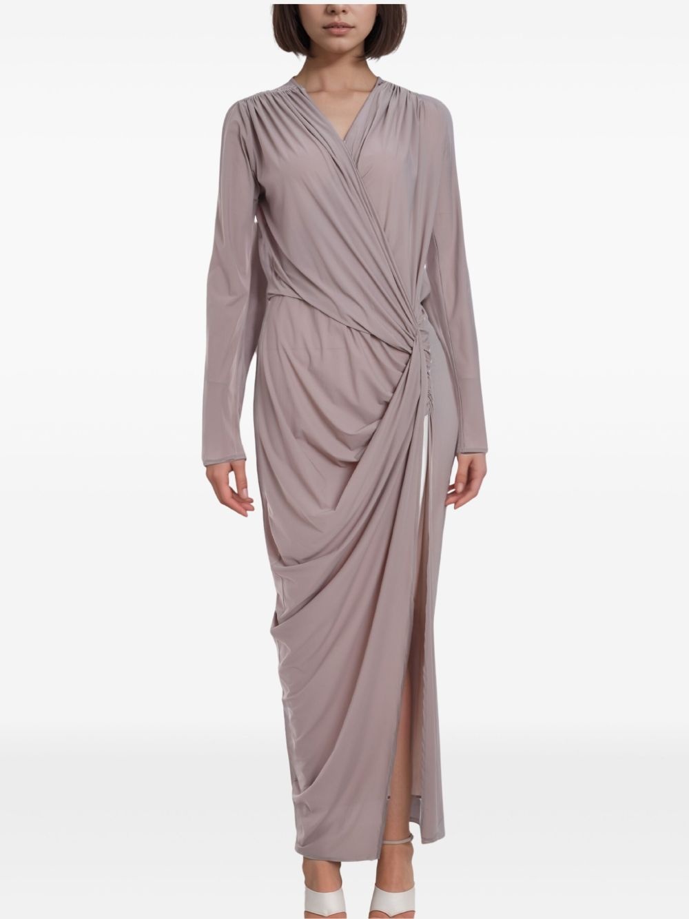 V-neck draped maxi dress - 2
