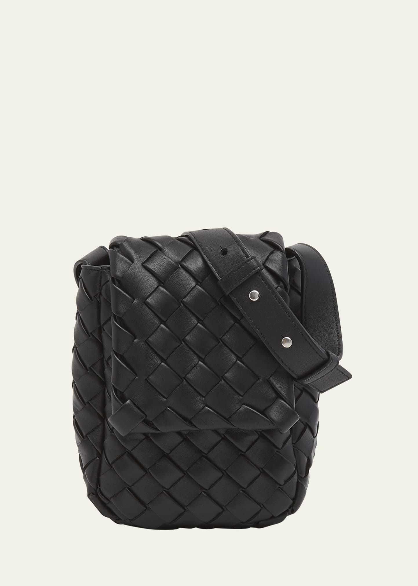 Men's Mini Padded Intrecciato Leather Crossbody Bag - 1