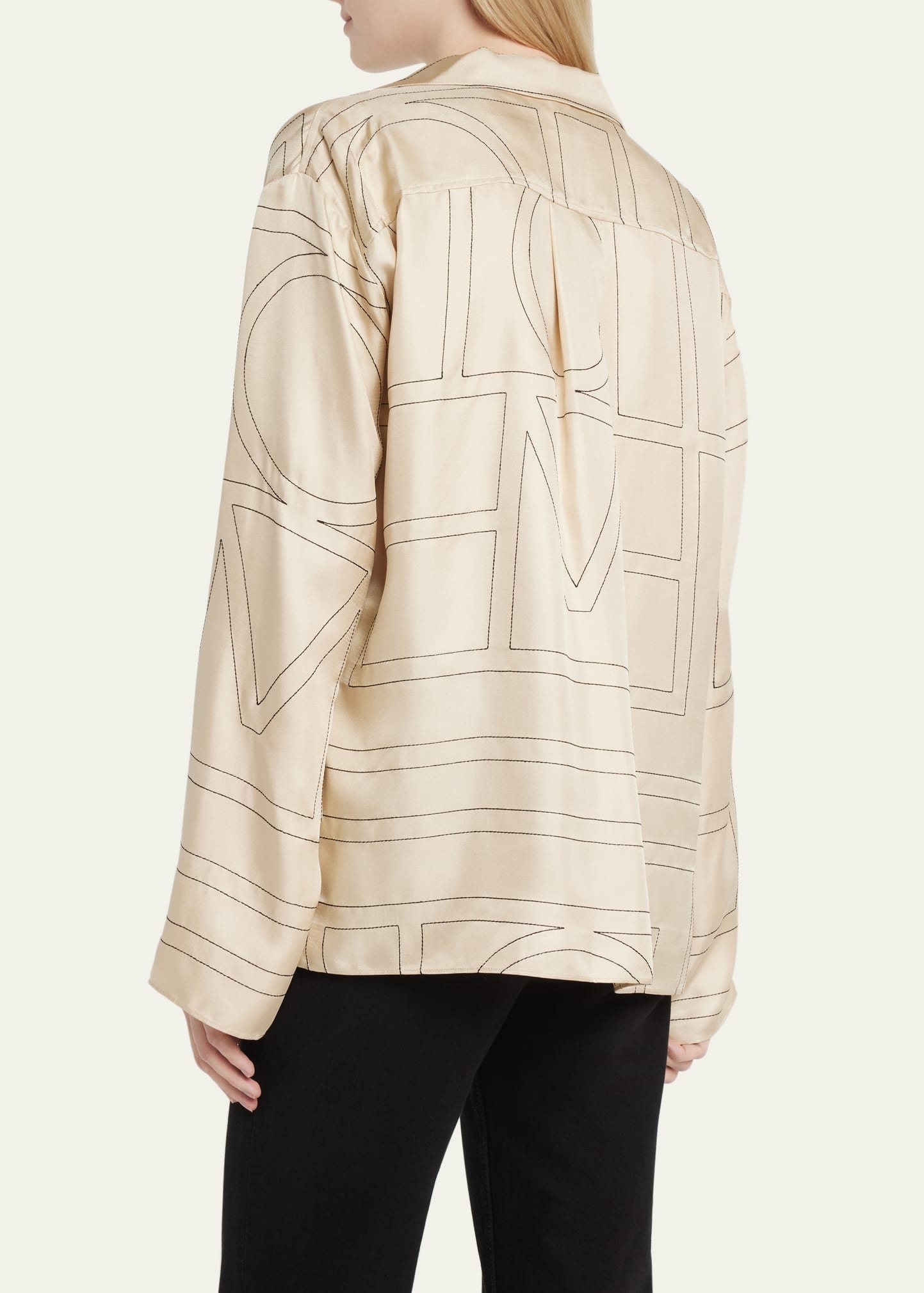 Monogram-Embroidered Silk Pajama Top - 3