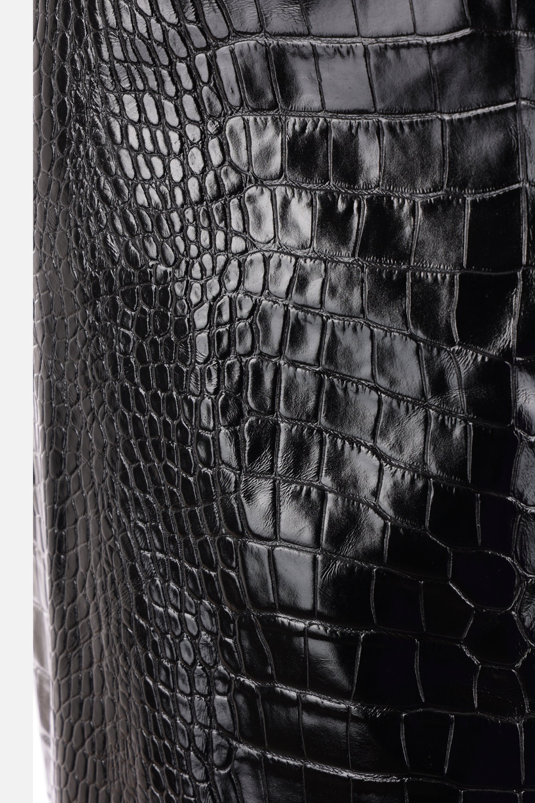VERSACE CROCODILE-EFFECT SHINY LEATHER MINISKIRT