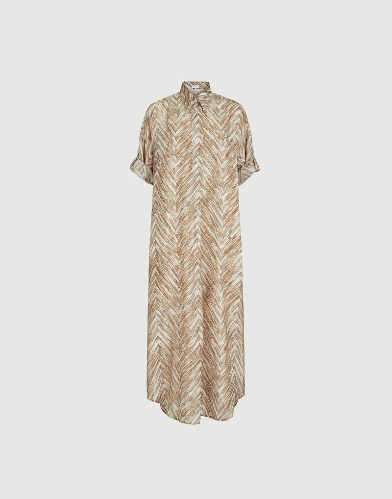Silk chevron print pongee dress 1