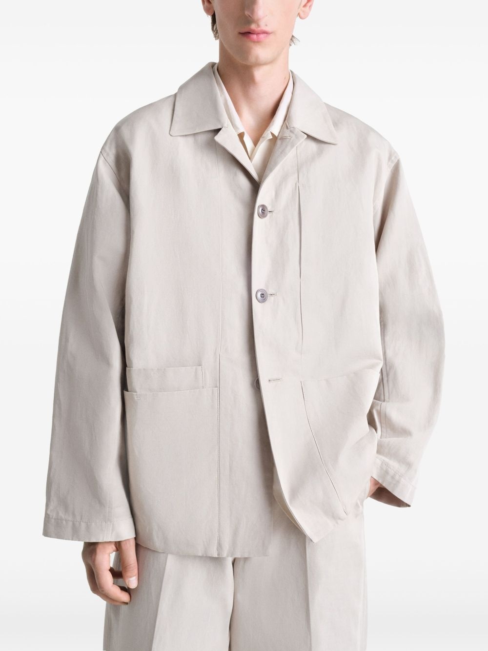 spread-collar shirt jacket - 3
