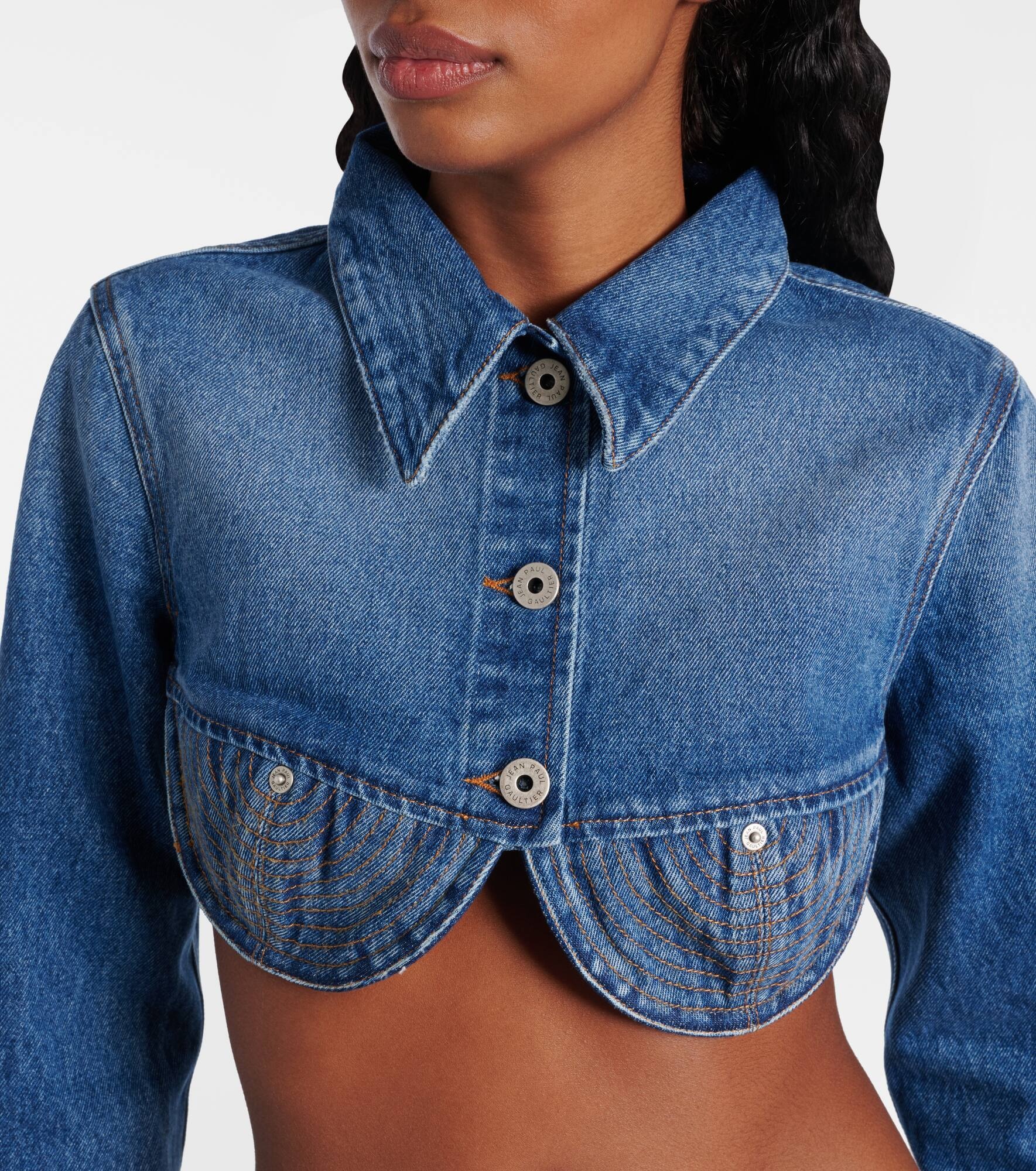 Cropped denim jacket - 4
