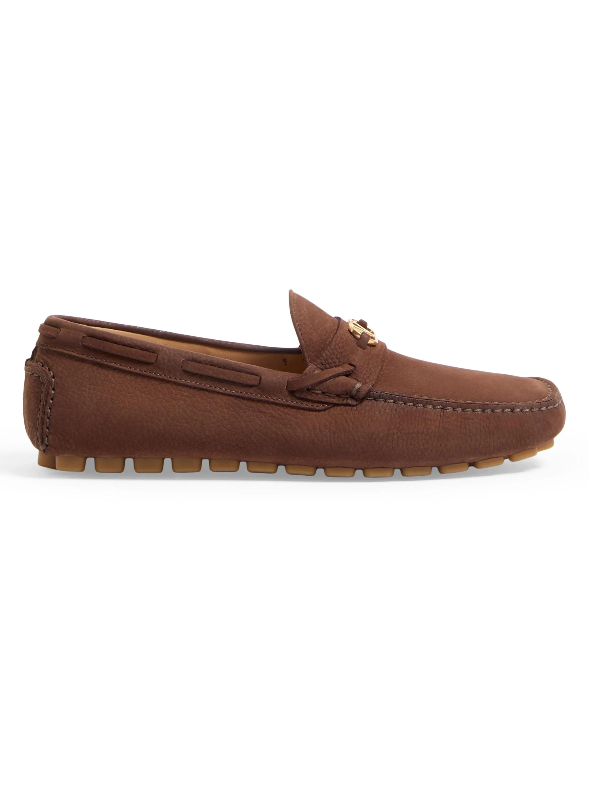 Men's Driver Fastaway Loafers in Deerskin Suede - Bark Brown - 1