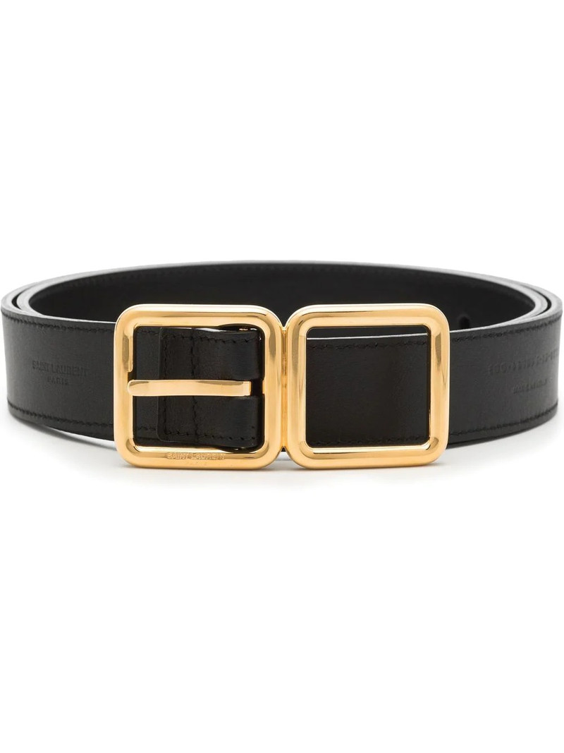 double-buckle leather belt 1