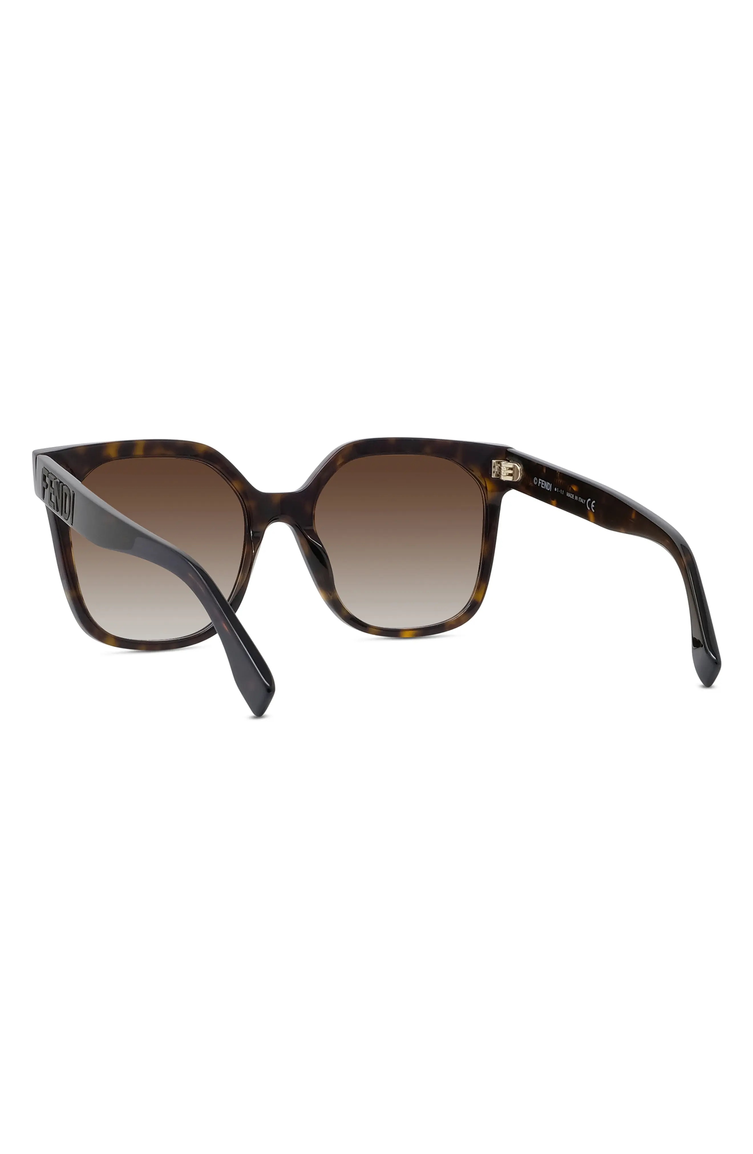 'Fendi Lettering 55mm Gradient Geometric Sunglasses in Dark Havana /Gradient Brown - 6