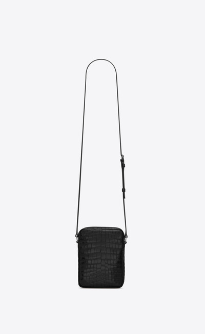 SAINT LAURENT sid pouch in crocodile-embossed matte leather outlook