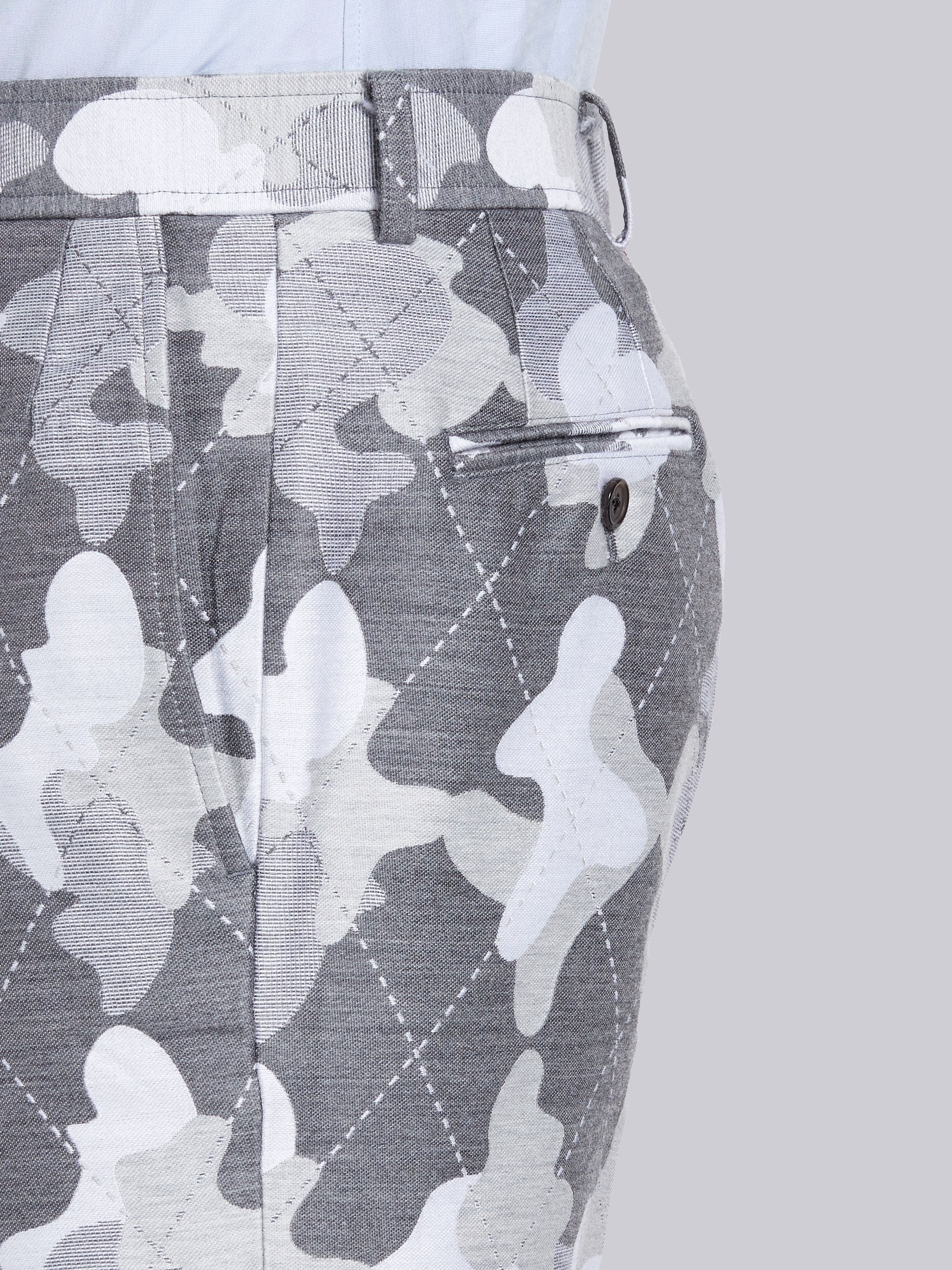 Medium Grey Wool Camo Argyle Chino Short - 5