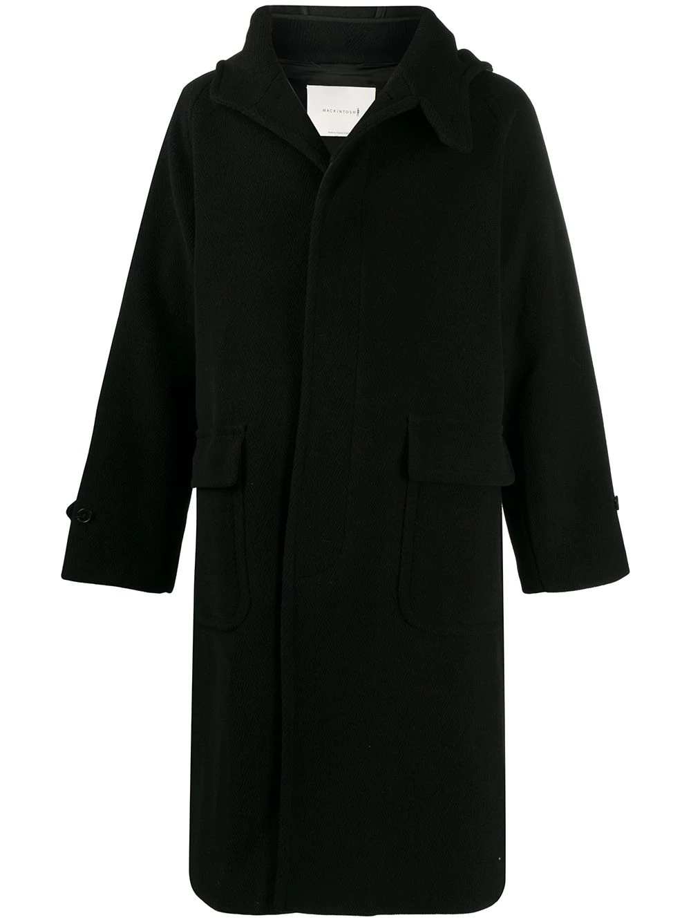 hooded mid-length coat - 1