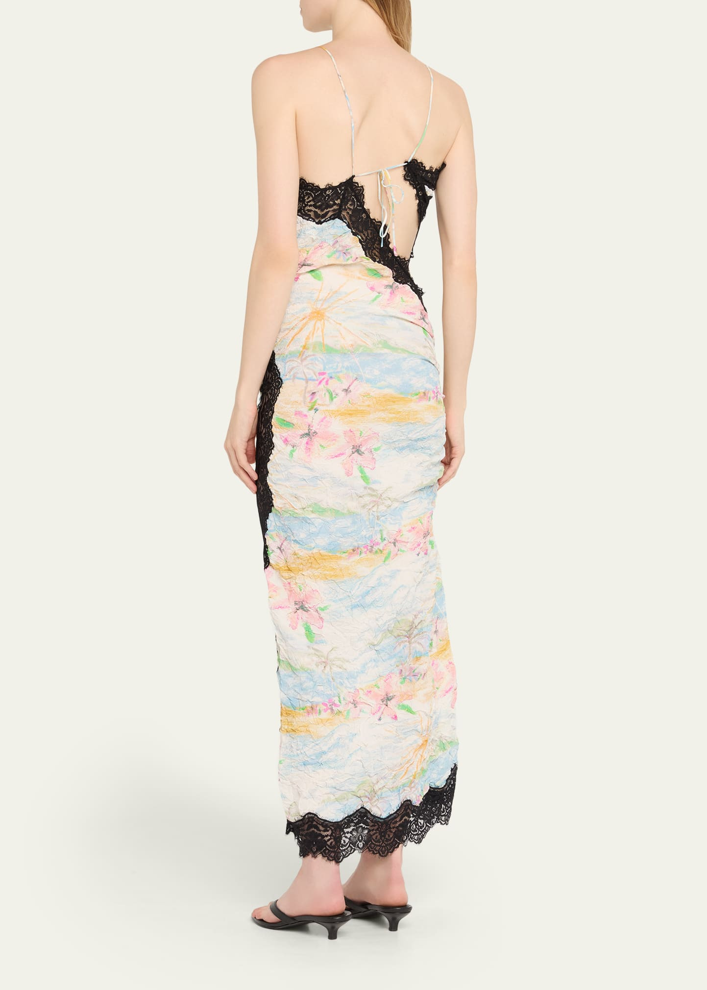 Crinkle Satin Lace Twisted Cami Dress - 3