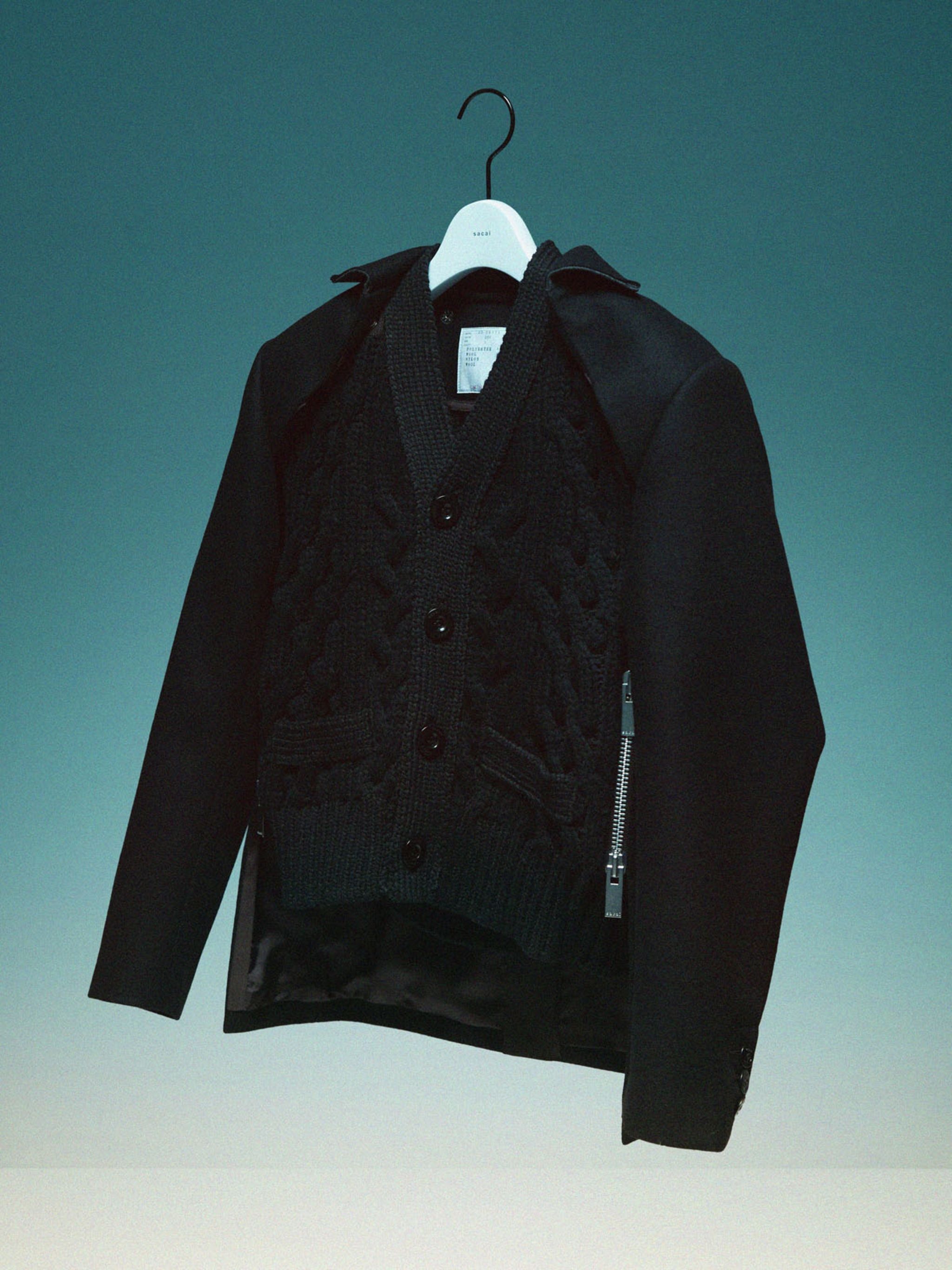 Wool Melton x Knit Cardigan - 6