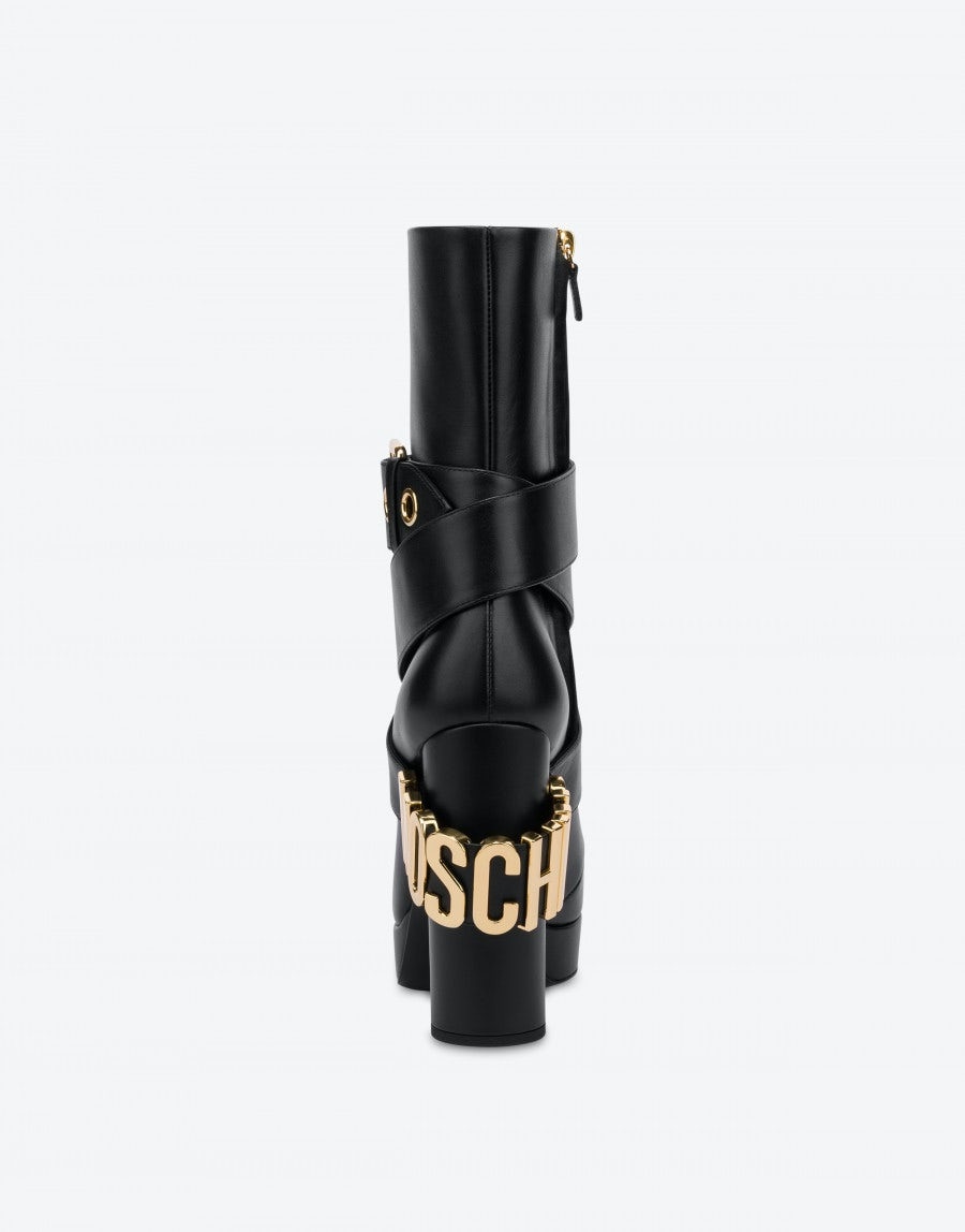 MOSCHINO BELT CALFSKIN ANKLE BOOTS - 3