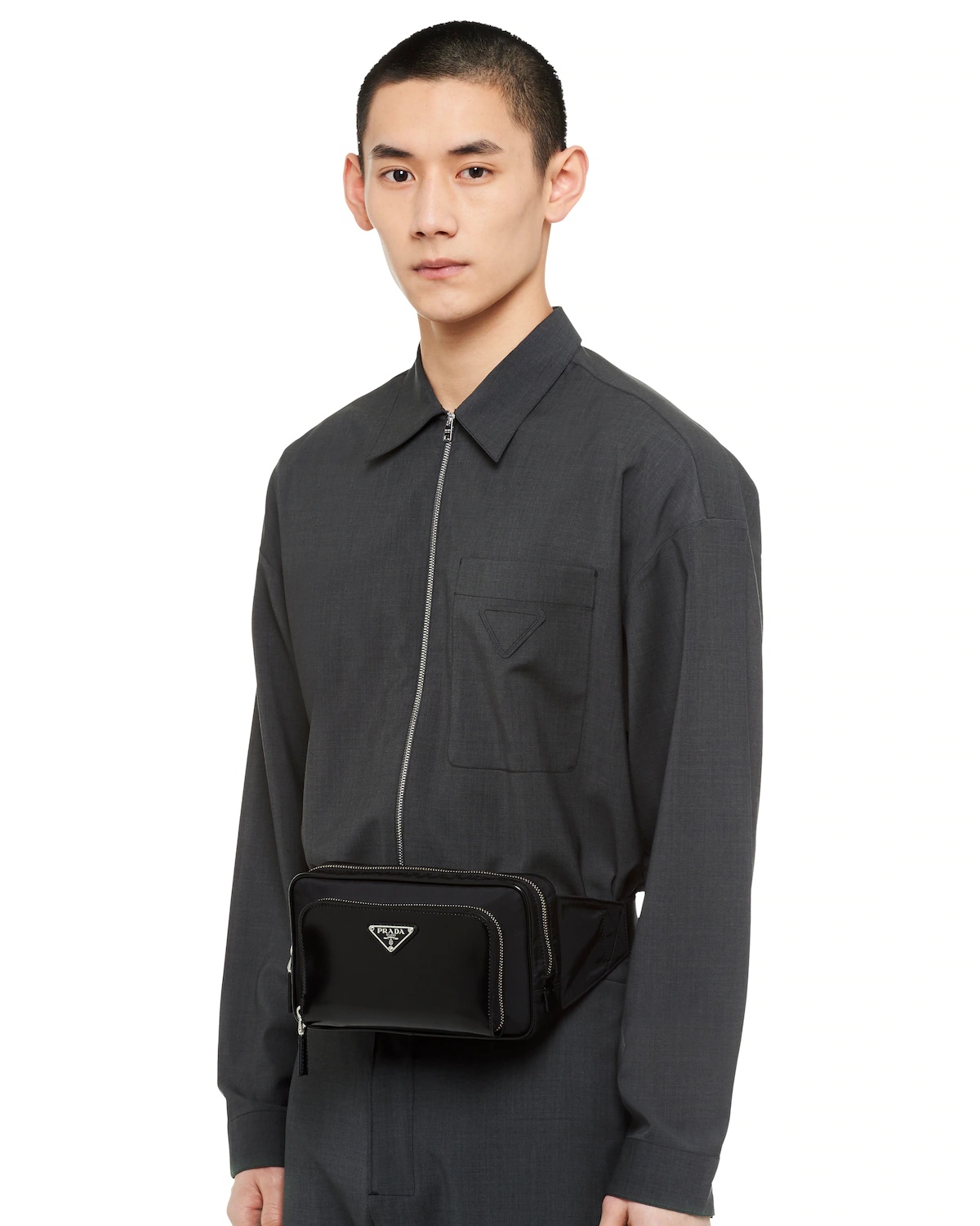 Re-Nylon and brushed leather belt bag - 2