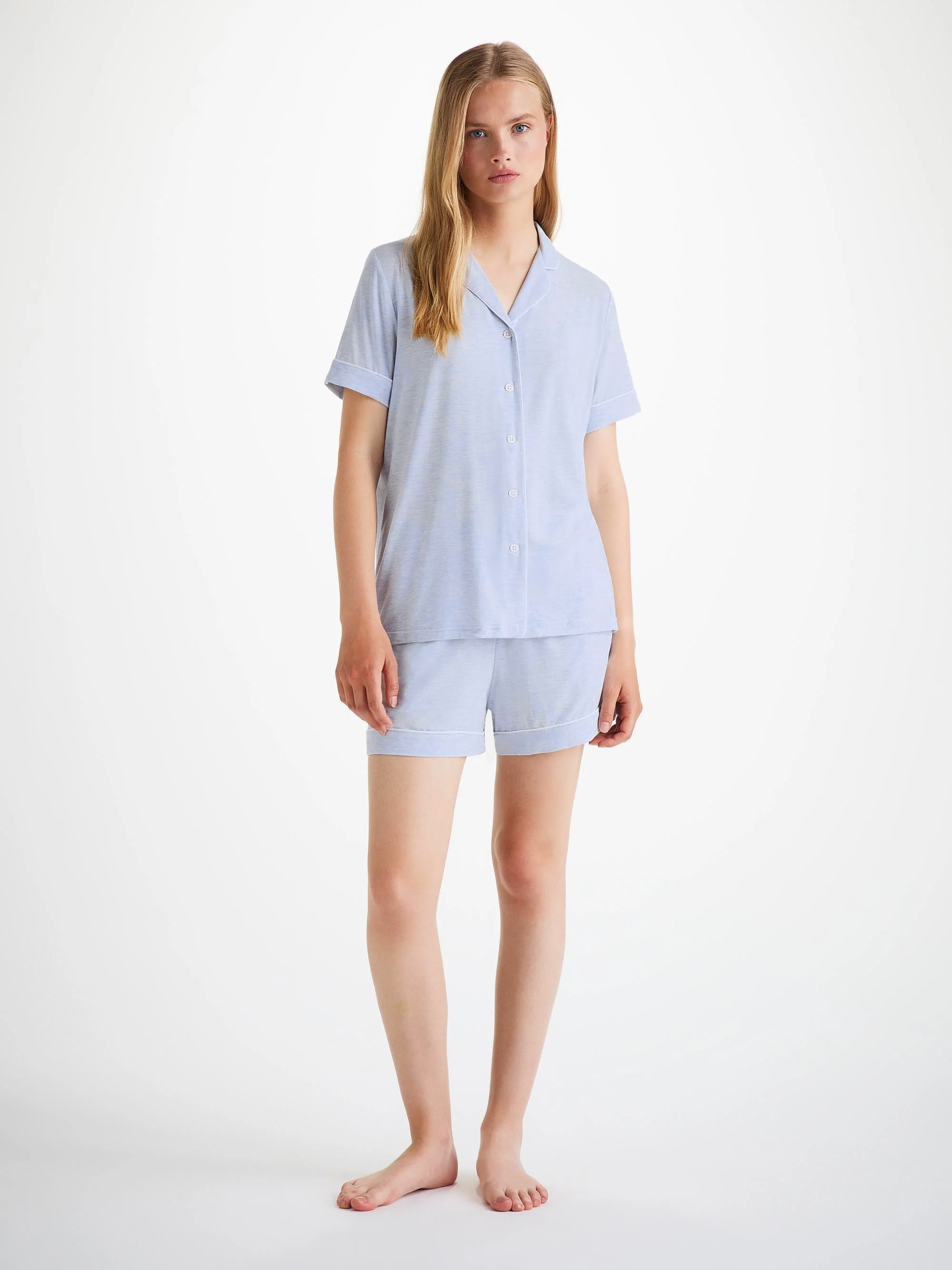 Women's Short Pyjamas Ethan Micro Modal Stretch Blue - 2