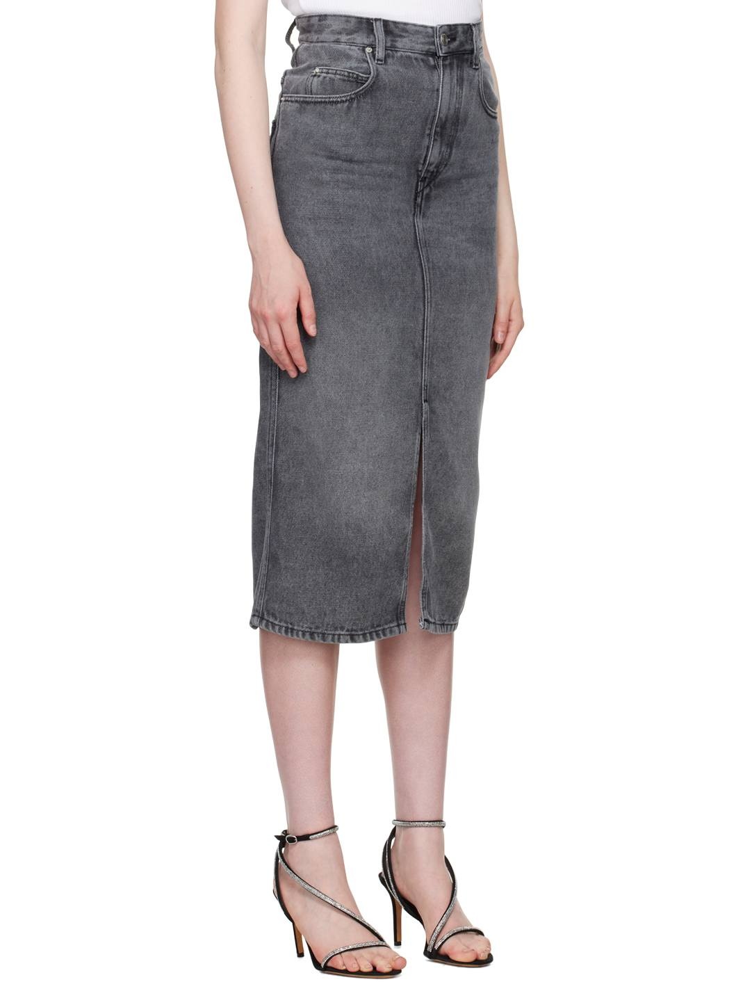 Gray Tilauria Denim Midi Skirt - 2
