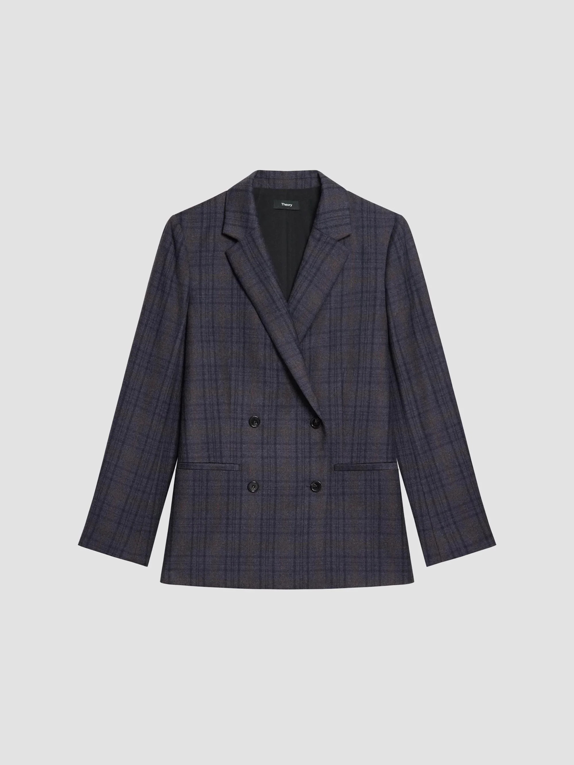 Women's Relaxed Double-Breasted Jacket - Charcoal Multi - 1