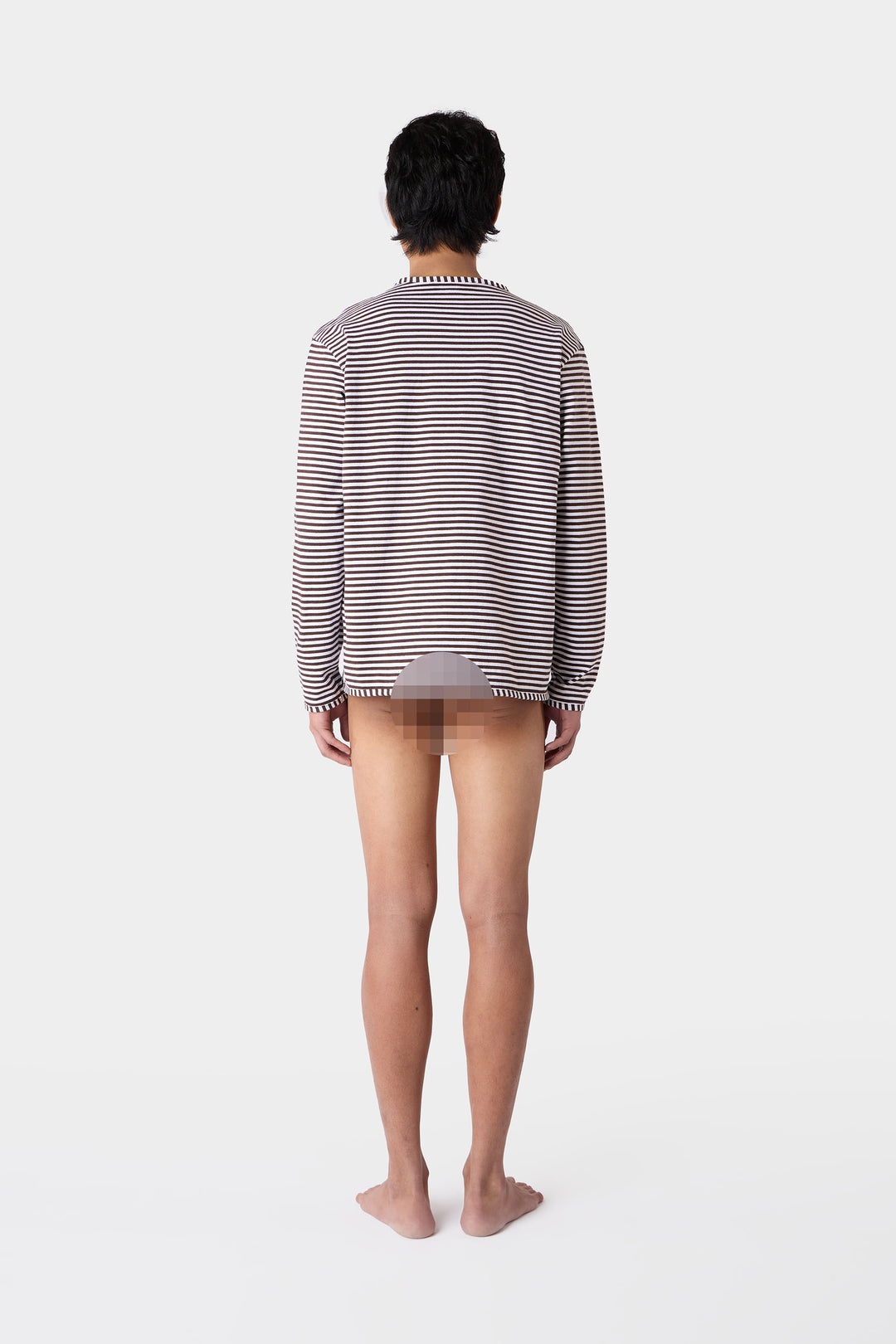 STRIPED LONGSLEEVE T-SHIRT / brown and optical white - 7