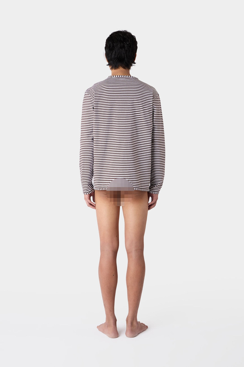 STRIPED LONGSLEEVE T-SHIRT / brown and optical white 7