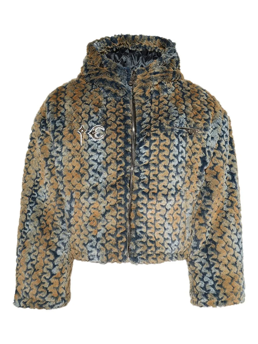 wavy leopard-pattern fur jacket - 1