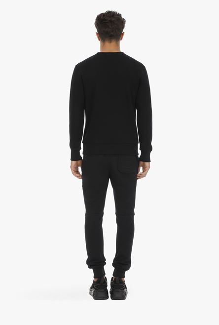 Black cotton sweatshirt with multicolor Balmain Paris logo print - 3