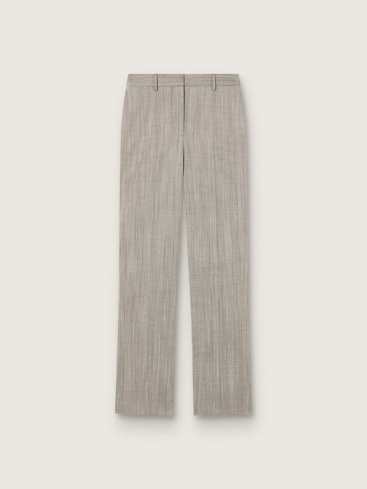Women's pants in gray pinstripe wool blend - 1