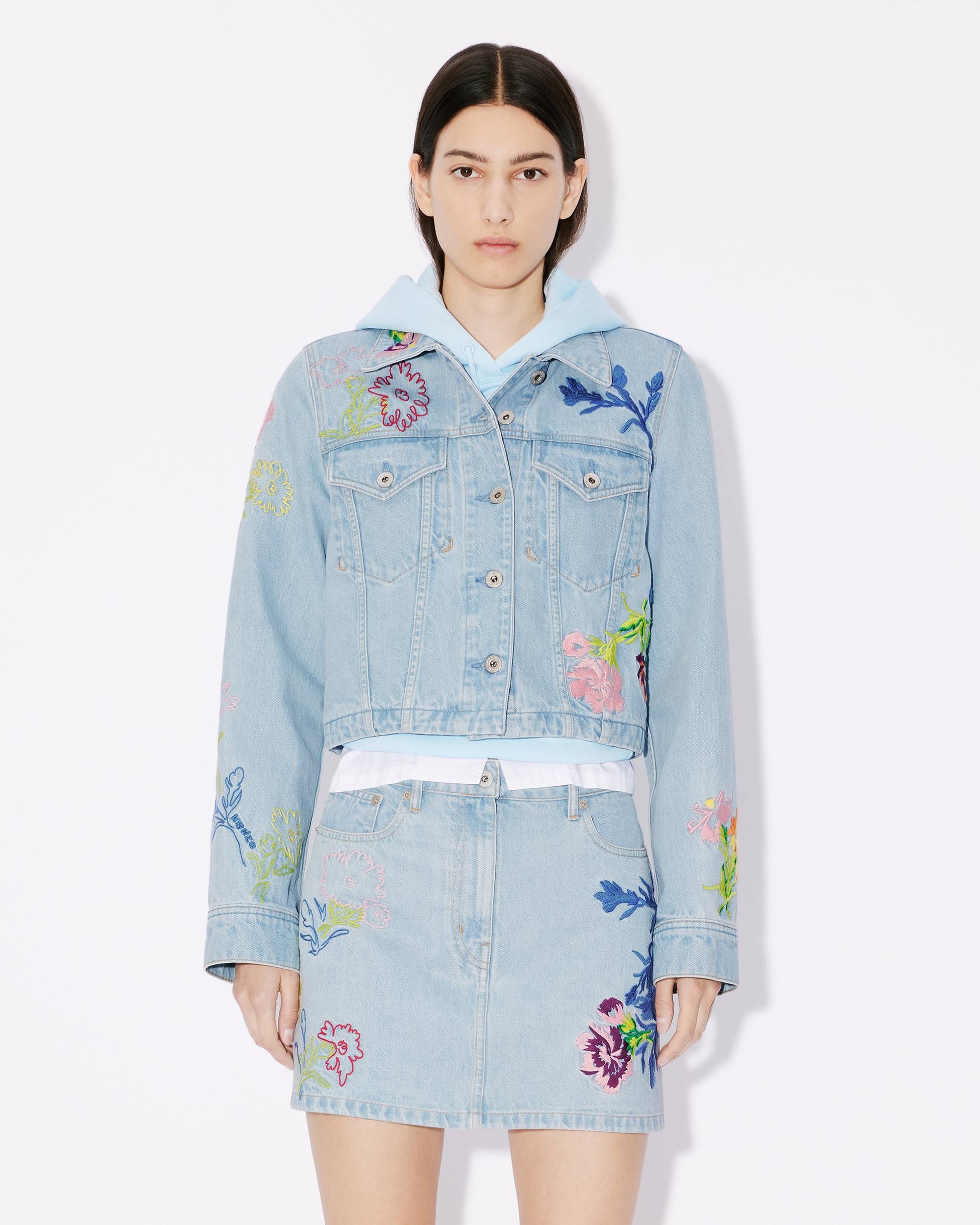 'KENZO Drawn Flowers' embroidered trucker jacket - 3
