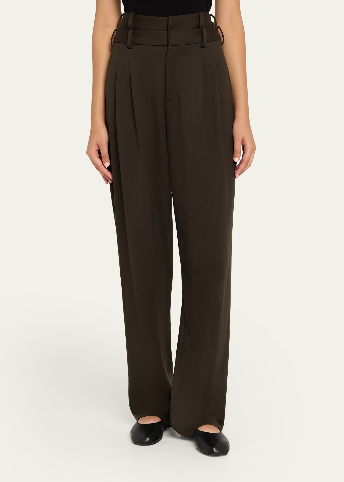 Tailored Double-Waistband Straight-Leg Trousers - 4