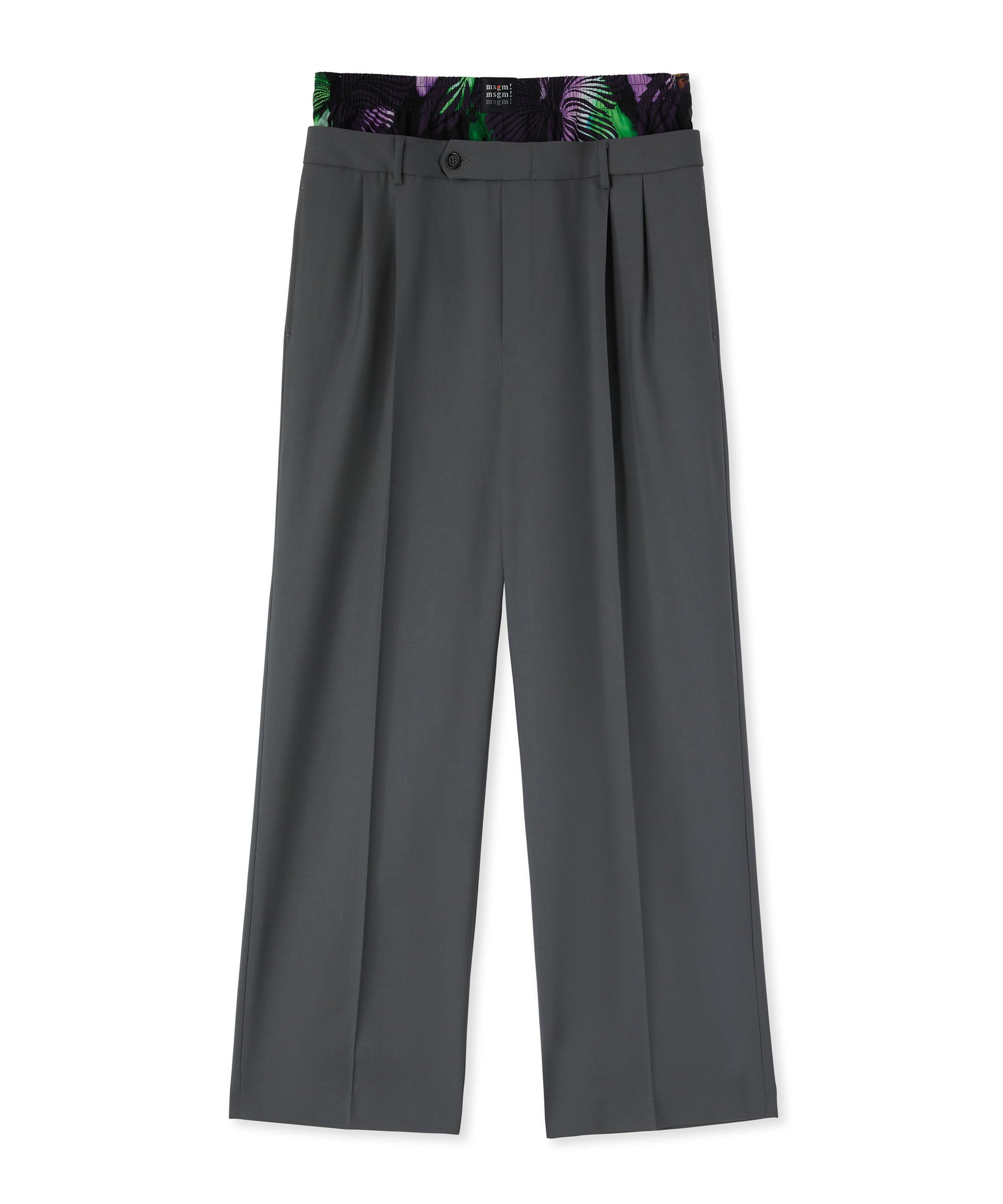 Lightweight wool tailored pants with "hibiscus" boxers incorporated - 2