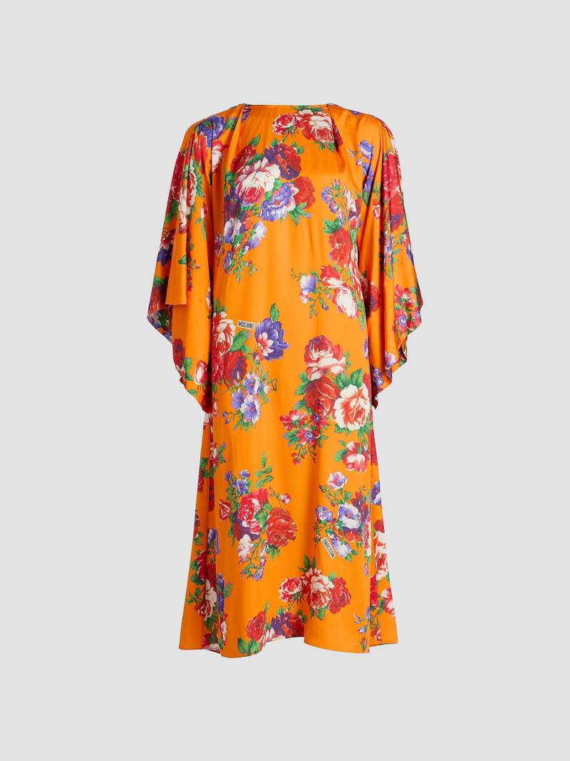 Women's Floral Jersey Draped Midi-Dress - Multi Orange 1