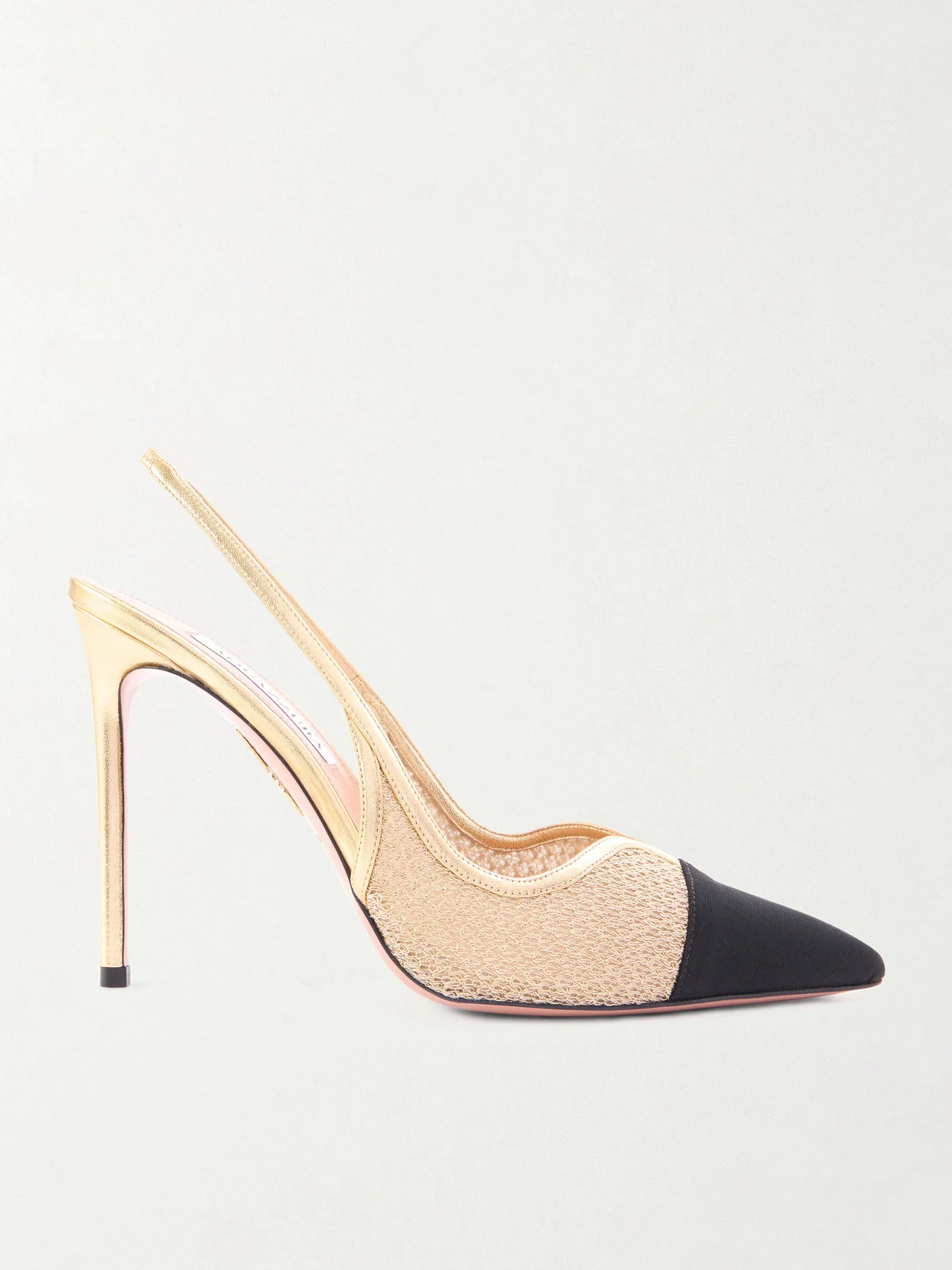 Gia 105 Leather-trimmed Mesh And Grosgrain Slingback Pumps - 1