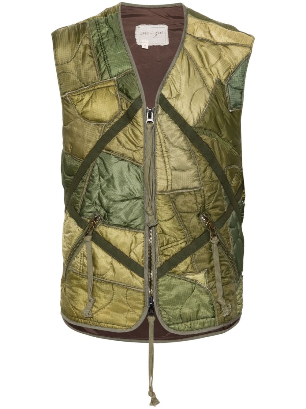 patchwork padded gilet - 1