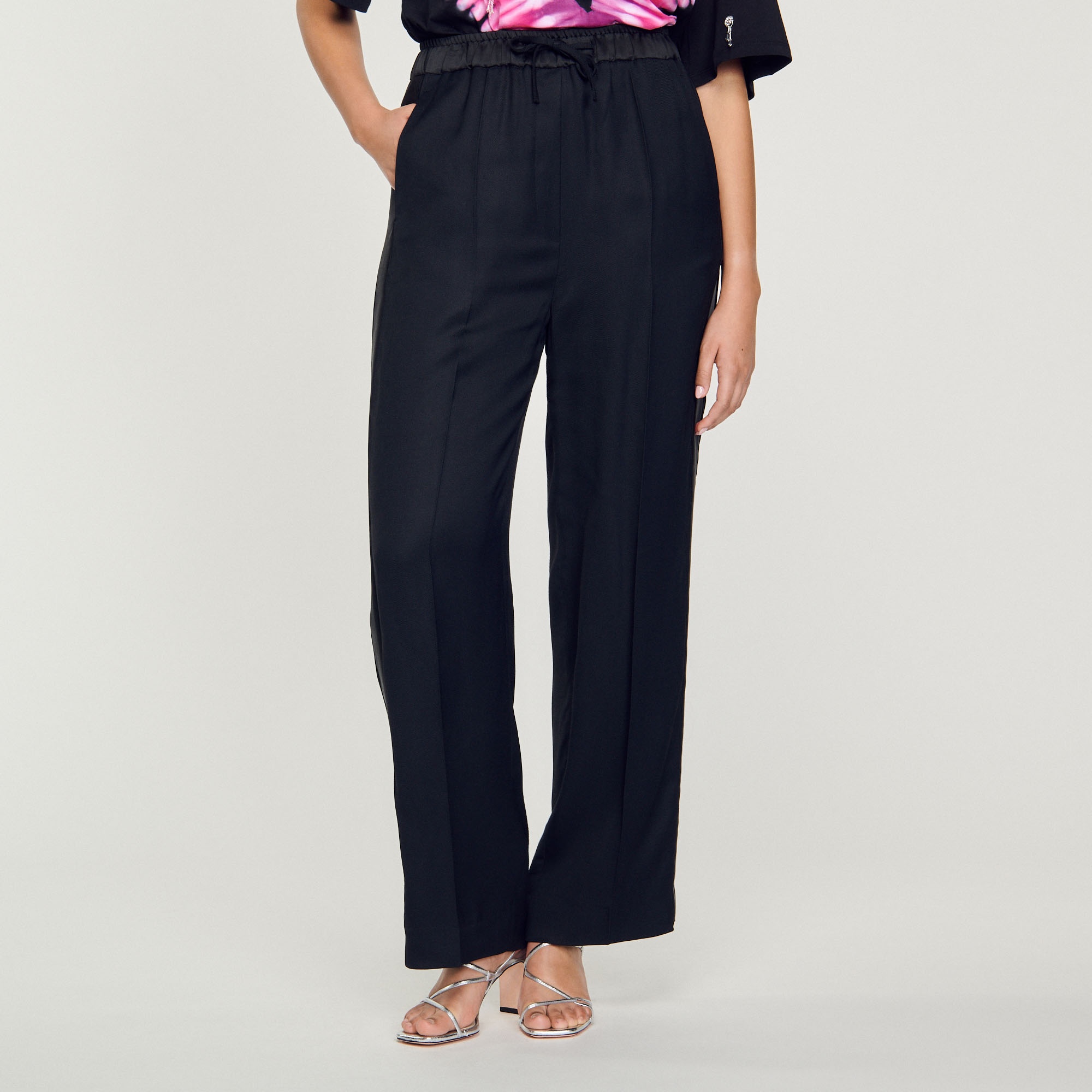 Wide pants with satin side stripes - 5