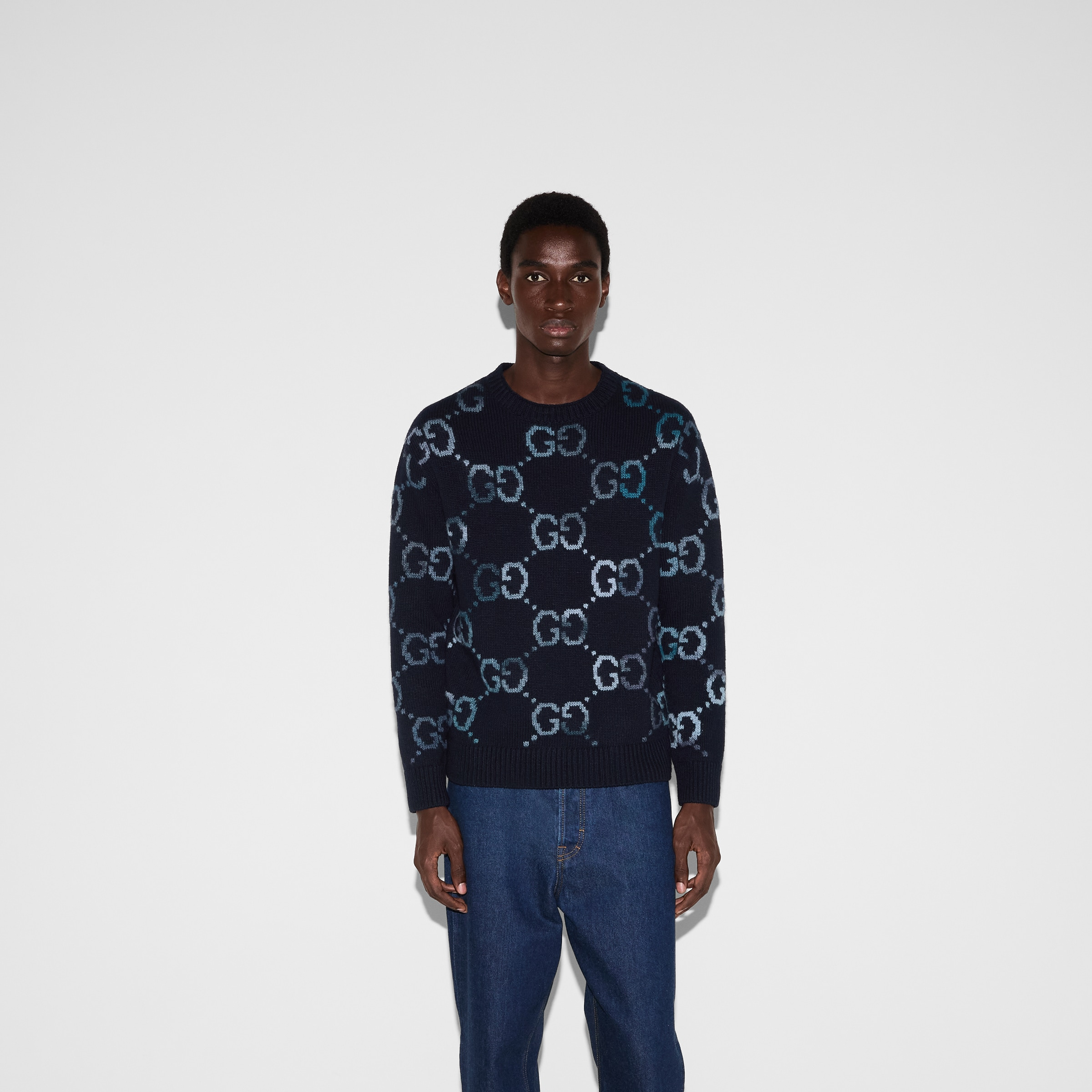 Wool sweater with GG intarsia - 3