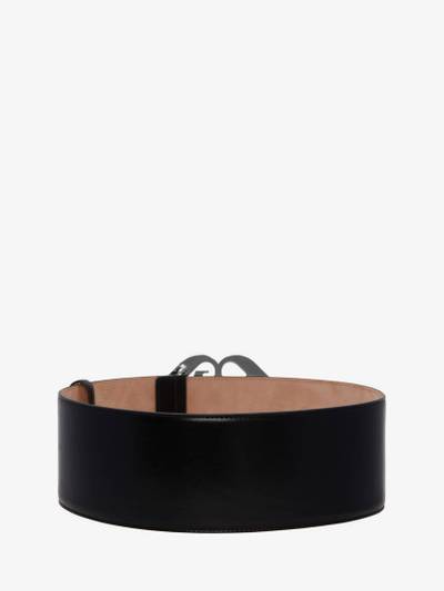 Alexander McQueen Women's Oversized Seal Logo Waist Belt in Black outlook