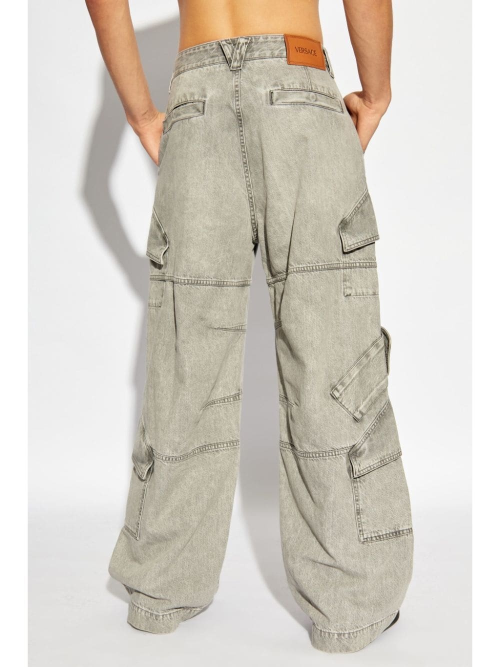 multi-pocket wide-leg jeans - 4