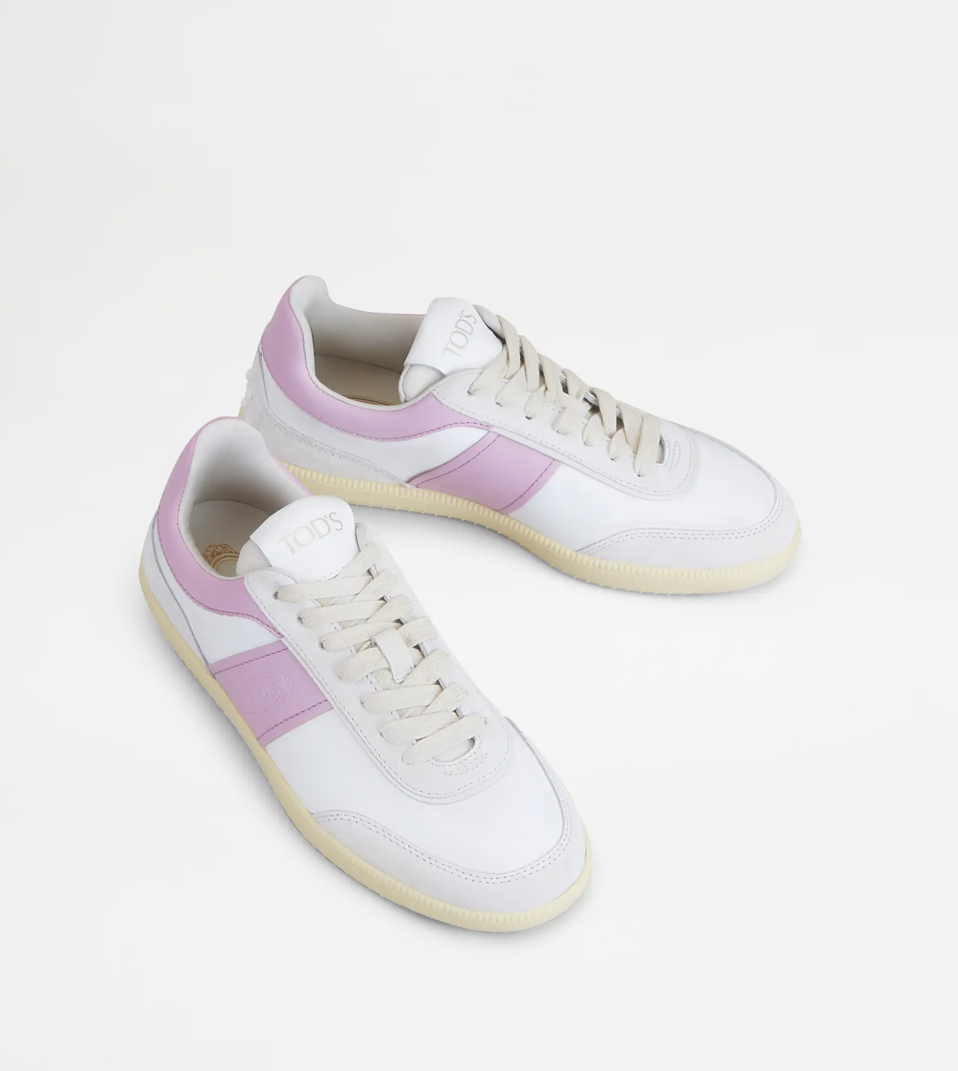 TOD'S TABS SNEAKERS IN SMOOTH LEATHER AND SUEDE - WHITE, VIOLET - 3